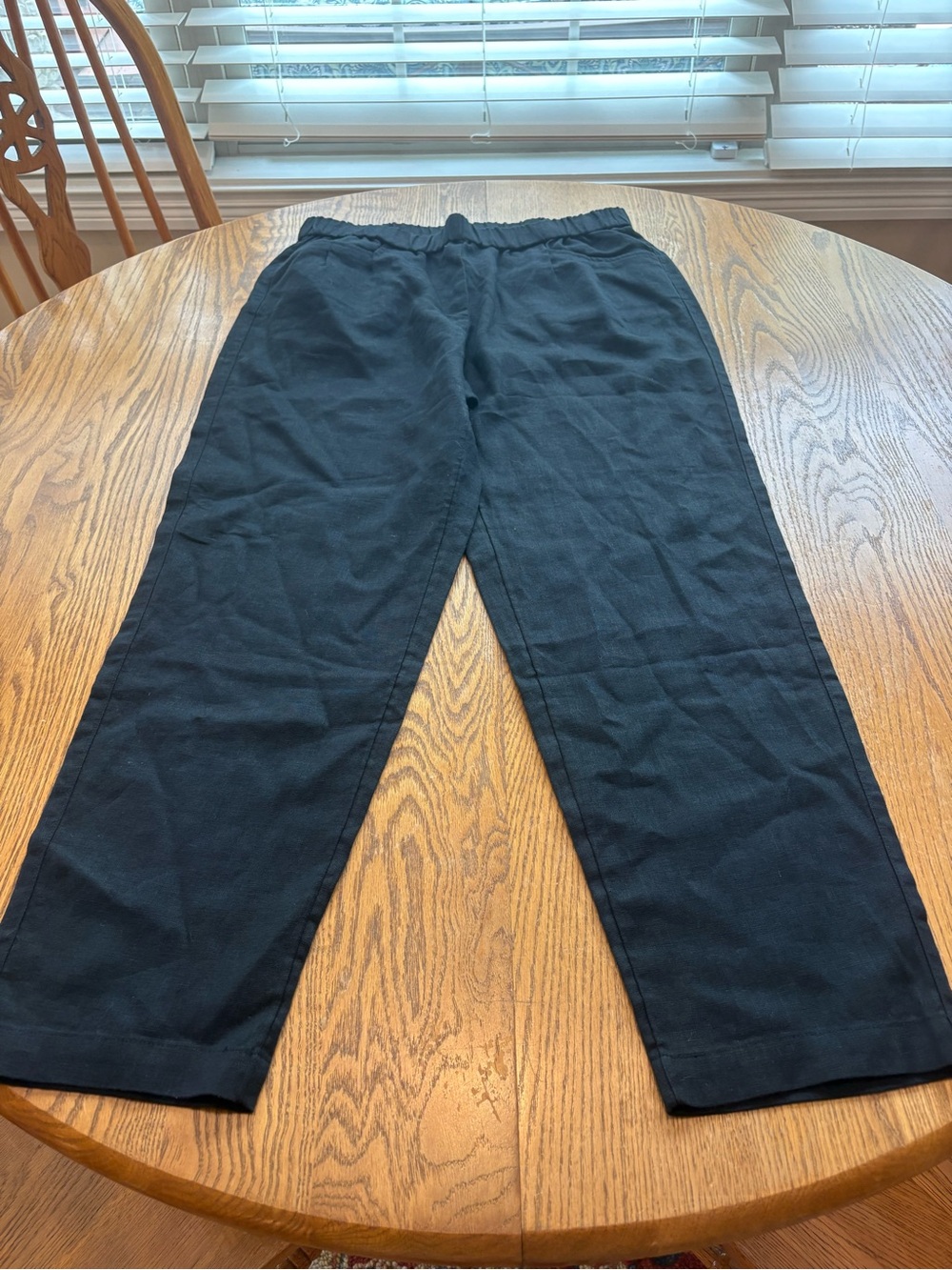 NWT Pure Jill Elements Black 100% Linen Pull on Taper Leg Pants Womens M NEW